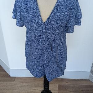 Women's Blue Patterned Top